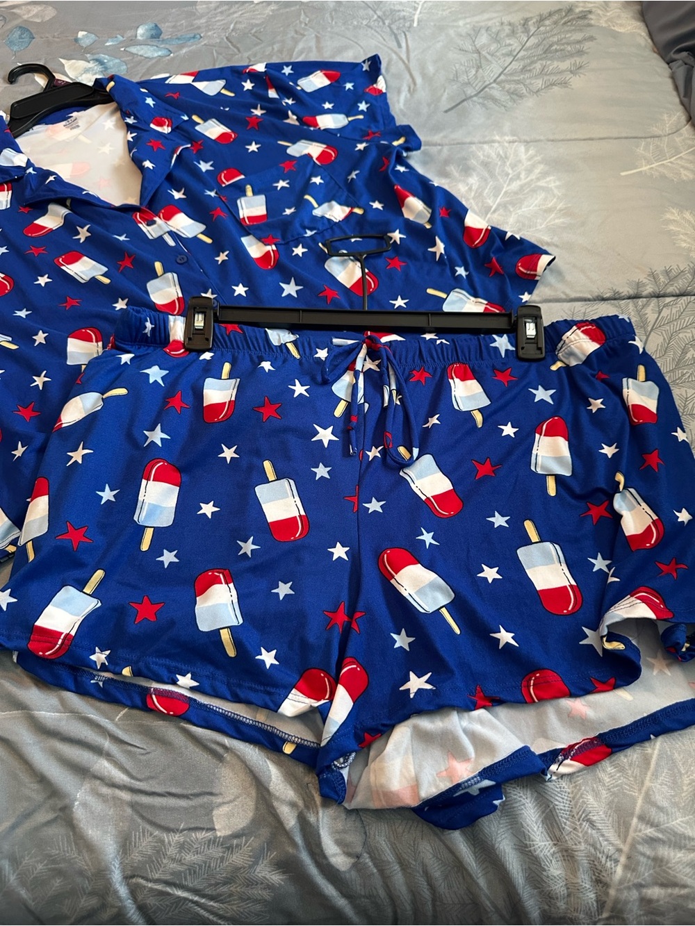 NWTS Celebrate Patriotic Women’s Blue Popsicle Print Short Pajama Set Sz 2X - Picture 5 of 10
